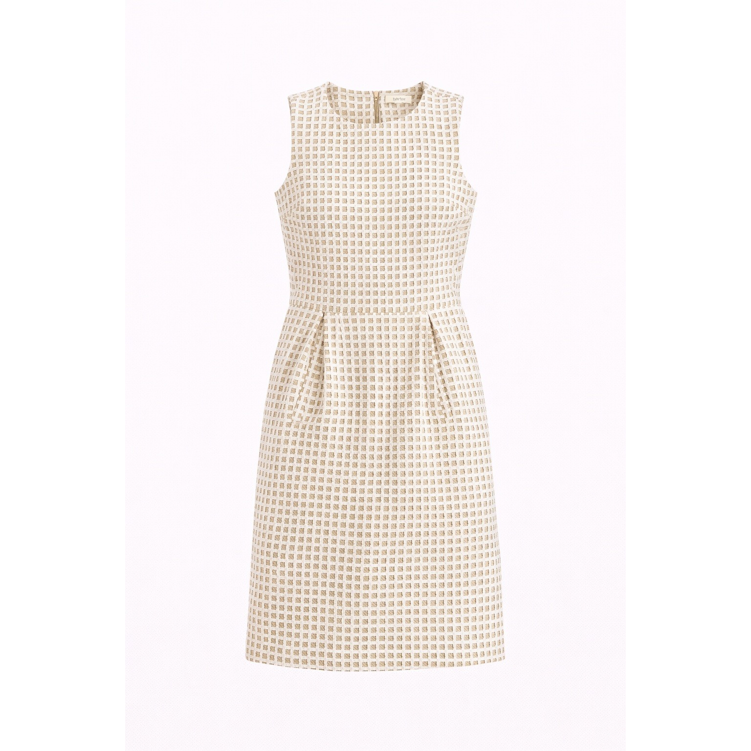 Tyler Boe Sleeveless Grid Pattern Knee Length Dress Size S Beige White
